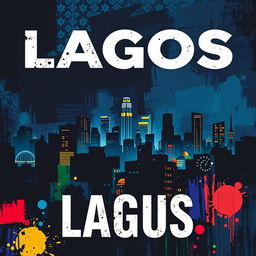 An abstract crime novel cover set in Lagos, Nigeria, capturing the essence of the bustling city and its vibrant yet gritty atmosphere