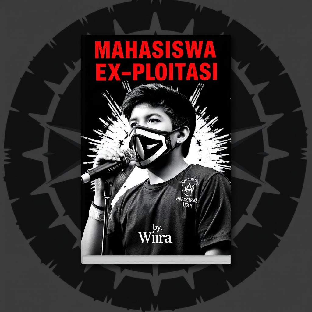 A visually captivating book cover for 'Mahasiswa Ex-Ploitasi' authored by Wira