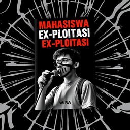 A visually captivating book cover for 'Mahasiswa Ex-Ploitasi' authored by Wira