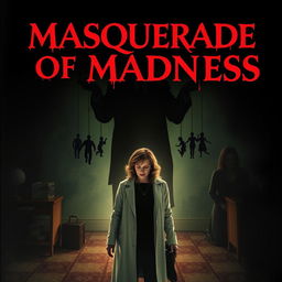 A chilling movie poster for 'Masquerade of Madness', featuring Dr