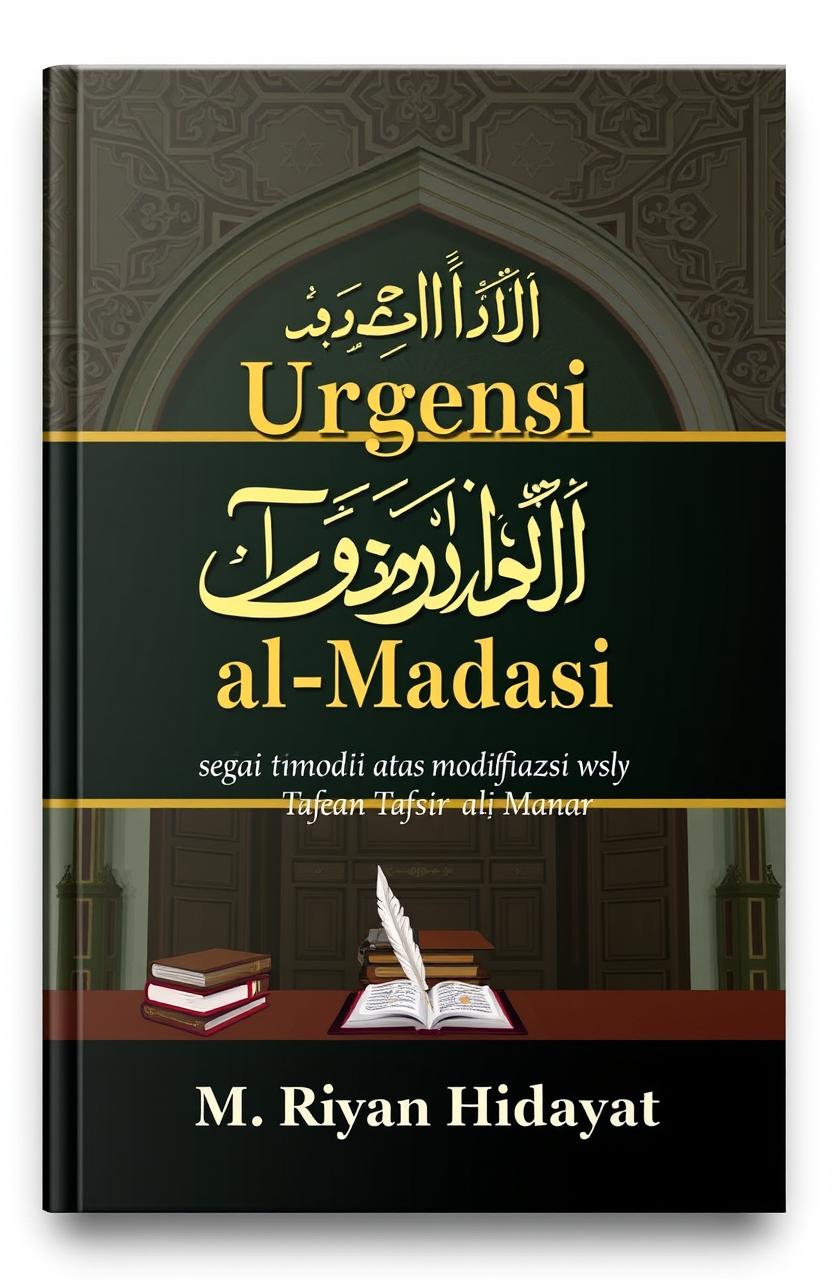 A book cover design for 'Urgensi At-Tafsir al-Madrasi sebagai modifikasi atas Tafsir al-Manar' by M