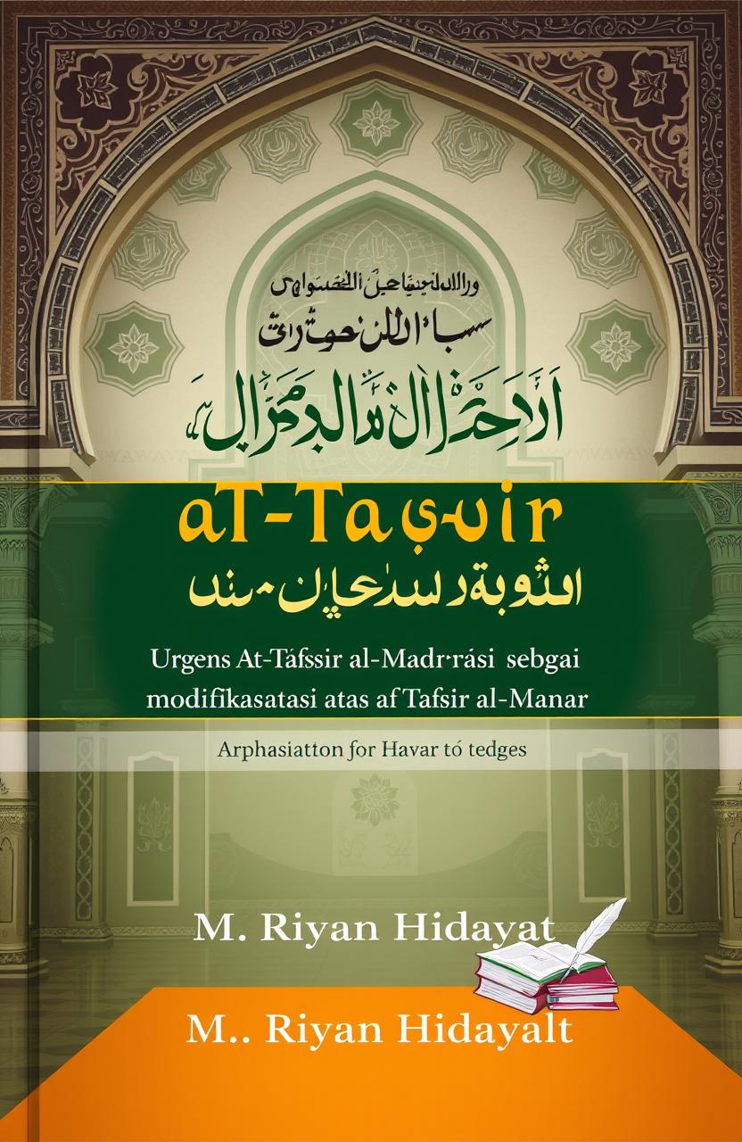 A book cover design for 'Urgensi At-Tafsir al-Madrasi sebagai modifikasi atas Tafsir al-Manar' by M