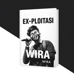 A captivating book cover for 'Mahasiswa Ex-Ploitasi' by Wira, set against a bold black and white background that enhances its dramatic theme