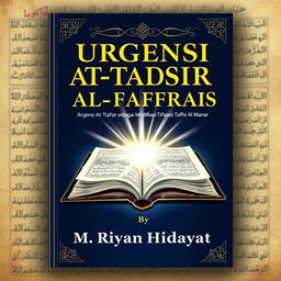 A visually striking book cover design for 'Urgensi At-Tafsir Al-Madrasi sebagai Modifikasi Tafsir Al-Manar' by M