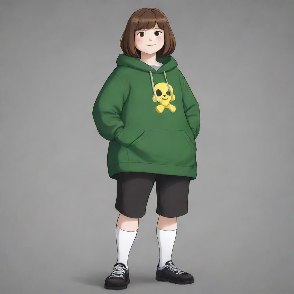 A full body artwork of the character Chara from Undertale, depicted as a mature, grown up version of their usual appearance.
