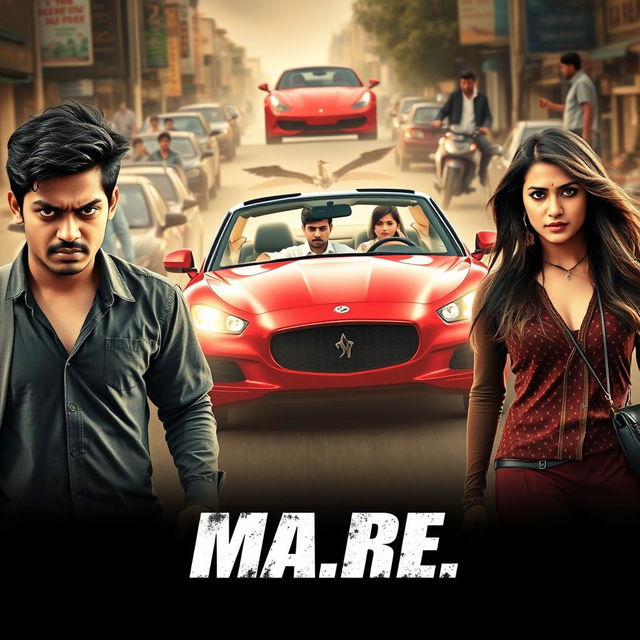 A dynamic, cinematic action thriller romantic film poster titled 'MA