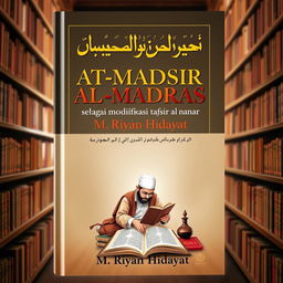 A captivating book cover for 'Urgensi At-Tafsir Al-Madrasi sebagai Modifikasi Tafsir Al-Manar' by M