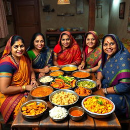 A vibrant scene featuring Manipuri women dining together in a traditional setting