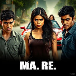 A captivating, cinematic action thriller romantic film poster titled 'MA