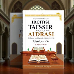 Desain sampul buku untuk 'Urgensi At-Tafsir Al-Madrasi sebagai modifikasi Tafsir Al-Manar' oleh M