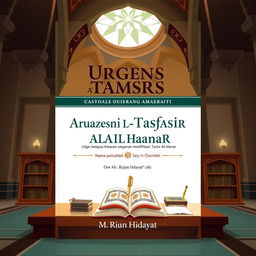 Desain sampul buku untuk 'Urgensi At-Tafsir Al-Madrasi sebagai modifikasi Tafsir Al-Manar' oleh M