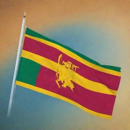 Create an image for a Facebook post celebrating Sri Lanka's 76th Independence Day. Feature the Sri Lankan Flag prominently and evoke a sense of joy and national pride.