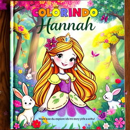 A whimsical children's book cover featuring a princess in a lush, enchanted forest