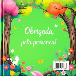 A charming back cover for a children's book, matching the whimsical theme of a princess in an enchanted forest