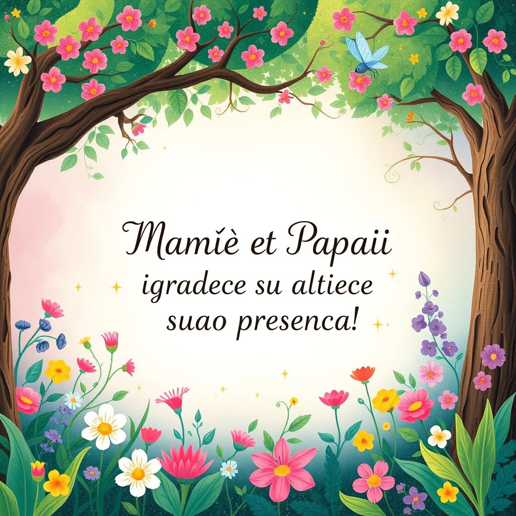 Uma encantadora contra capa para um livro infantil, combinando com o tema mágico de uma princesa em uma floresta encantada