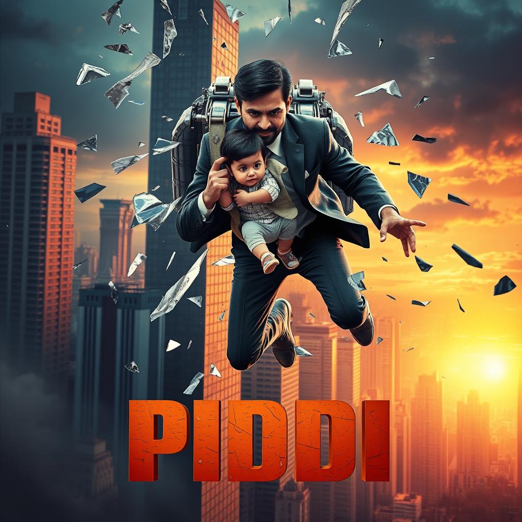 A dramatic cinematic poster for a sci-fi action thriller film titled 'PIDDI'