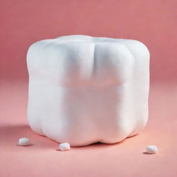 A 3D close-up of a fluffy and sweet white marshmallow, perfectly toasted and shown isolated on a bright, colourful background