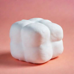 A 3D close-up of a fluffy and sweet white marshmallow, perfectly toasted and shown isolated on a bright, colourful background