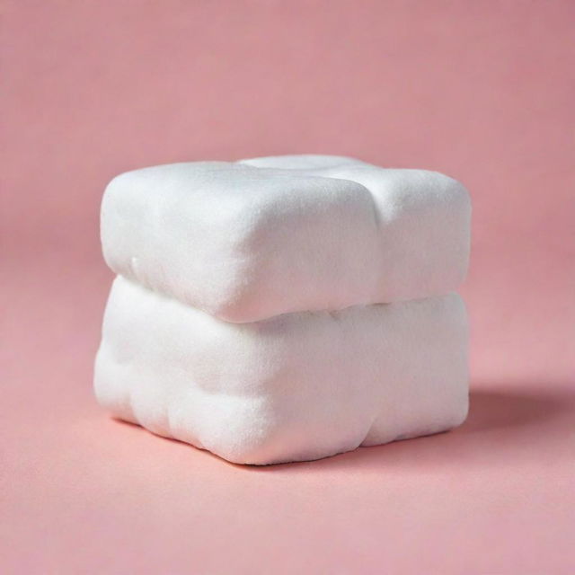 A 3D close-up of a fluffy and sweet white marshmallow, perfectly toasted and shown isolated on a bright, colourful background