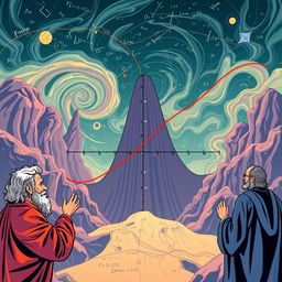 An epic illustration representing the concept of continuity of a piecewise function, inspired by the dramatic and bold style of classic mathematics books