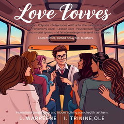 A contemporary romantic novel cover that captures the essence of multiple intertwined love stories shared with a bus driver