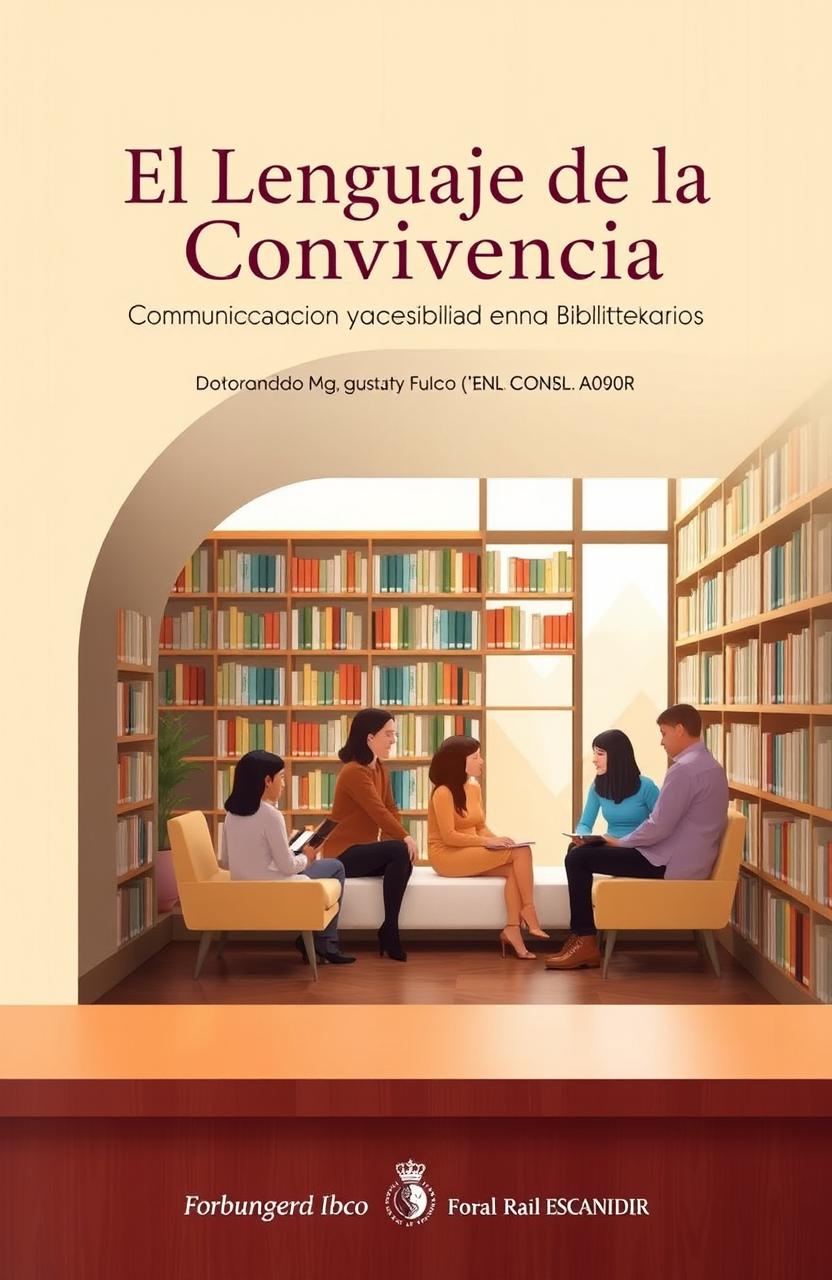 A visually appealing book cover for 'El Lenguaje de la Convivencia: Comunicación Efectiva y Accesibilidad en Entornos Bibliotecarios'