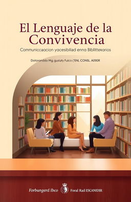 A visually appealing book cover for 'El Lenguaje de la Convivencia: Comunicación Efectiva y Accesibilidad en Entornos Bibliotecarios'