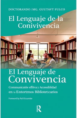 A visually appealing book cover for 'El Lenguaje de la Convivencia: Comunicación Efectiva y Accesibilidad en Entornos Bibliotecarios'