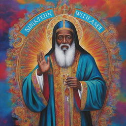 A vibrant and creative art piece illustrating the word 'Saint William' with a divine and saintly aura.