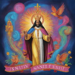 A vibrant and creative art piece illustrating the word 'Saint William' with a divine and saintly aura.