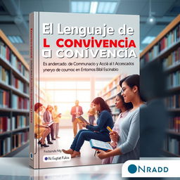 A captivating book cover for 'El Lenguaje de la Convivencia: Comunicación Efectiva y Accesibilidad en Entornos Bibliotecarios'