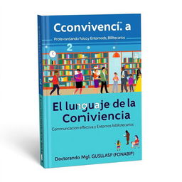 A striking book cover for 'El Lenguaje de la Convivencia: Comunicación Efectiva y Accesibilidad en Entornos Bibliotecarios'