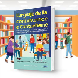 A striking book cover for 'El Lenguaje de la Convivencia: Comunicación Efectiva y Accesibilidad en Entornos Bibliotecarios'