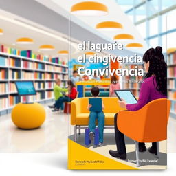 A dynamic book cover design for 'El Lenguaje de la Convivencia: Comunicación Efectiva y Accesibilidad en Entornos Bibliotecarios'