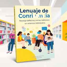 An eye-catching book cover for 'El Lenguaje de la Convivencia: Comunicación Efectiva y Accesibilidad en Entornos Bibliotecarios'