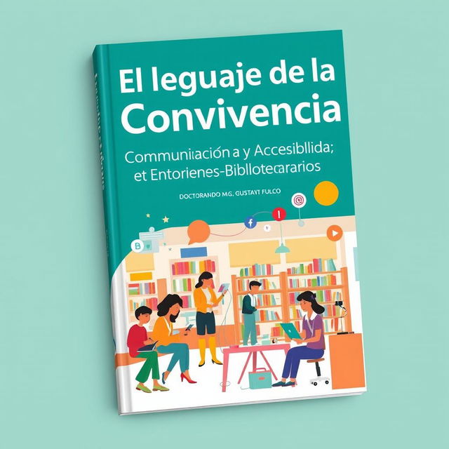 An engaging book cover design for 'El Lenguaje de la Convivencia: Comunicación Efectiva y Accesibilidad en Entornos Bibliotecarios'