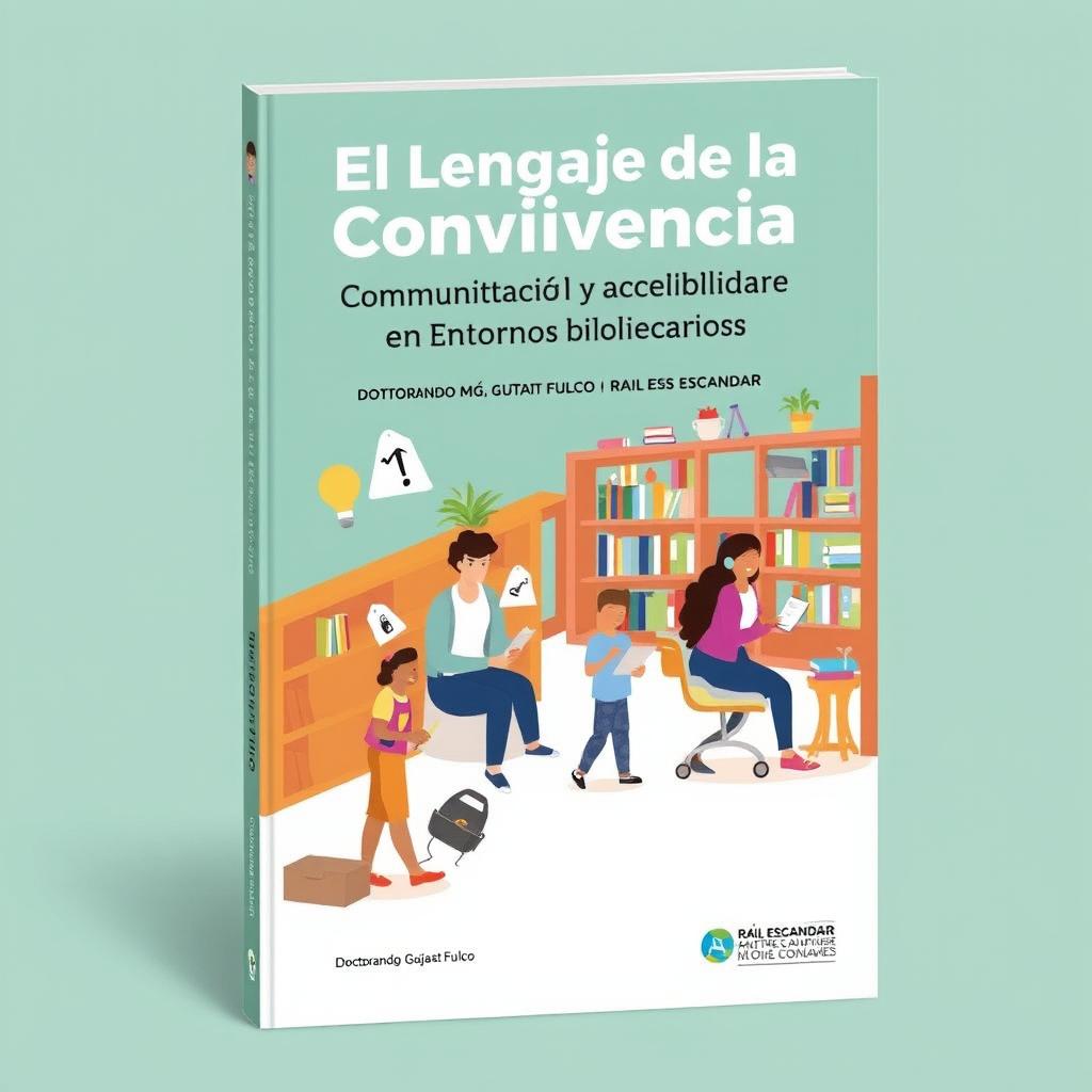 An engaging book cover design for 'El Lenguaje de la Convivencia: Comunicación Efectiva y Accesibilidad en Entornos Bibliotecarios'