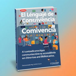 An engaging book cover design for 'El Lenguaje de la Convivencia: Comunicación Efectiva y Accesibilidad en Entornos Bibliotecarios'