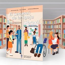 An engaging book cover design for 'El Lenguaje de la Convivencia: Comunicación Efectiva y Accesibilidad en Entornos Bibliotecarios'