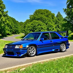 A stylish 1994 Peugeot 605 modified with custom tuning features, showcasing a sleek, aggressive stance