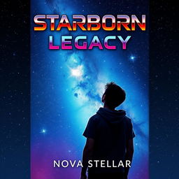 A captivating book cover design for 'Starborn Legacy' by Nova Stellar