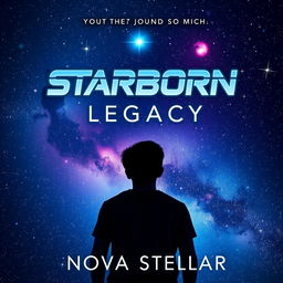 A captivating book cover design for 'Starborn Legacy' by Nova Stellar