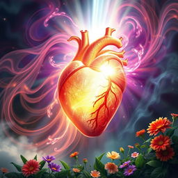 A hyper-realistic illustration depicting the transformation of a heart by divine intervention