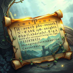 A beautifully illustrated magical scroll with ancient runes and intricate symbols, glowing softly with a mystical light