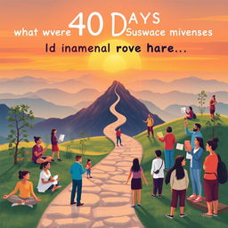 A motivational and inspiring scene depicting a transformative journey over 40 days