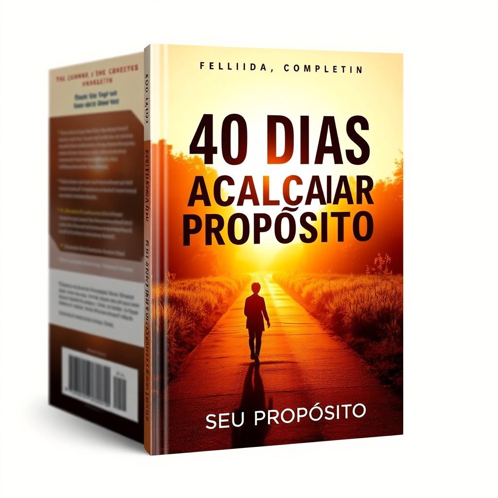 A captivating book cover design for a self-help book titled '40 Dias para Alcançar Seu Propósito'