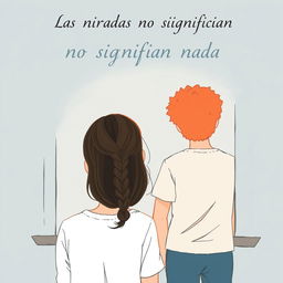 A book cover illustration in a simple style featuring a girl aged 17 with long, dark brown hair styled in a braid