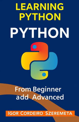 A book cover design for 'Learning Python From Beginner to Advanced' by Igor Cordeiro Szeremeta, featuring the logo of the Python Programming Language prominently