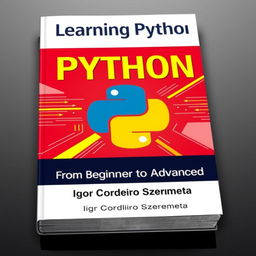 A visually striking book cover for 'Learning Python From Beginner to Advanced' by Igor Cordeiro Szeremeta, designed to capture an intellectual atmosphere associated with computer programming