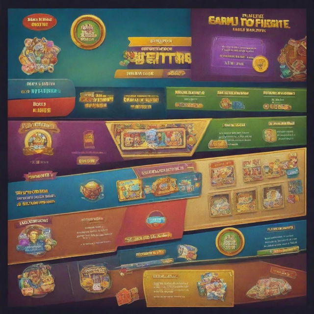 A deceptive online game with a sophisticated design, appealing colors, and misleading banners promising unrealistic payouts to capture players' attention.